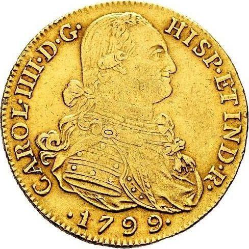 Obverse 8 Escudos 1799 NR JJ - Gold Coin Value - Colombia, Charles IV