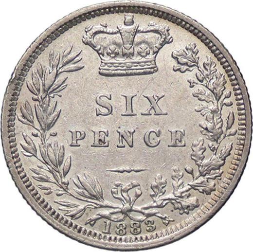 Реверс монеты - 6 пенсов 1883 года - цена серебряной монеты - Великобритания, Виктория