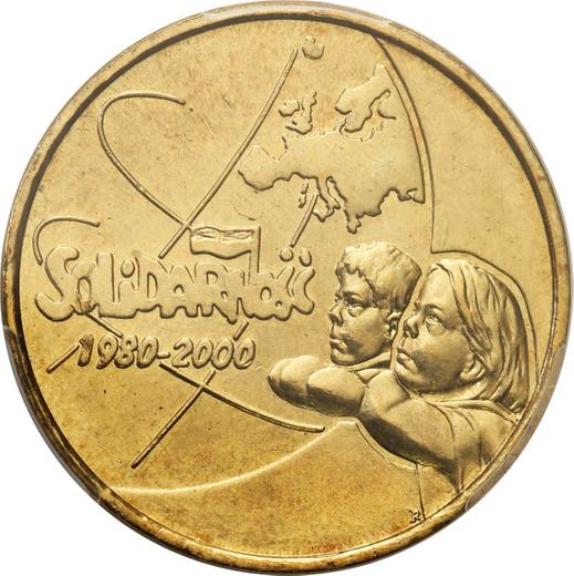 Reverse 2 Zlote 2000 MW RK "The 10th Anniversary of forming the Solidarity Trade Union" -  Coin Value - Poland, III Republic after denomination