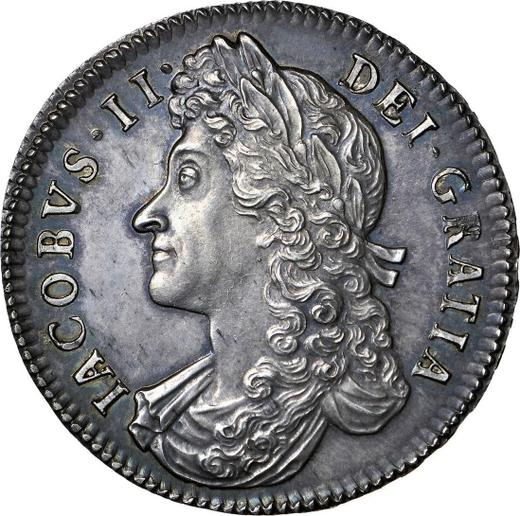 Obverse Halfcrown 1687 "Second laureate bust" - Silver Coin Value - United Kingdom, James II