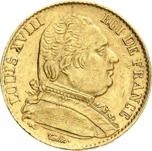 Avers 20 Franken 1814 W "Typ 1814-1815" - Goldmünze Wert - Frankreich, Ludwig XVIII