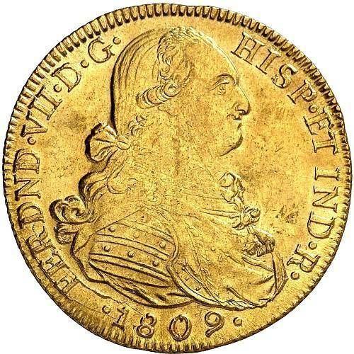 Obverse 8 Escudos 1809 NR JF - Gold Coin Value - Colombia, Ferdinand VII