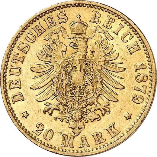 Реверс монеты - 20 марок 1879 года J "Гамбург" - цена золотой монеты - Германия, Германская Империя