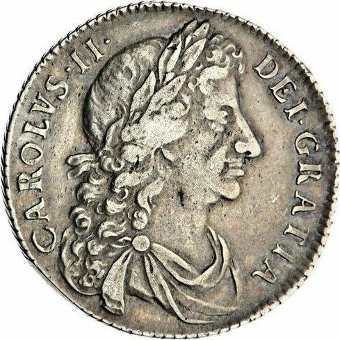 Awers monety - 1 szeląg 1675 "Trzeci popiersie z wieniec laurowy" - cena srebrnej monety - Wielka Brytania, Karol II