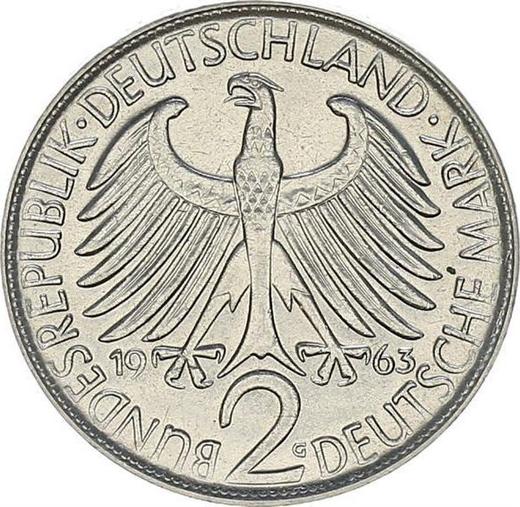 Reverse 2 Mark 1963 G "Max Planck" -  Coin Value - Germany, FRG