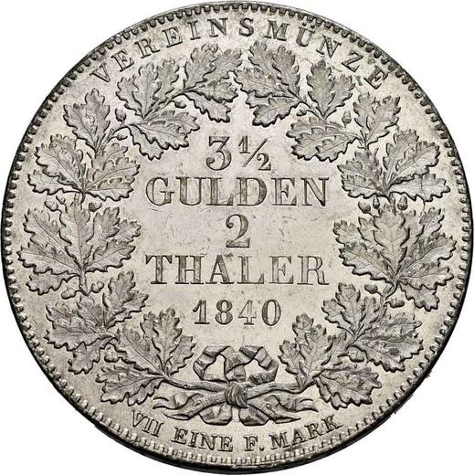 Rewers monety - Dwutalar 1840 - cena srebrnej monety - Frankfurt nad Menem, Wolne Miasto