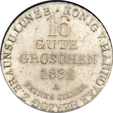 Reverse 16 Gute Groschen 1832 A M - Silver Coin Value - Hanover, William IV