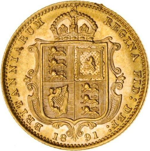 Revers 1/2 Sovereign 1891 "Jubiläumsporträt" - Goldmünze Wert - Großbritannien, Victoria