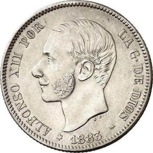 Obverse 2 Pesetas 1883 MSM - Silver Coin Value - Spain, Alfonso XII