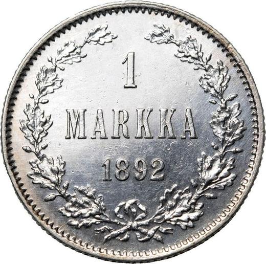 Reverse 1 Mark 1892 L - Silver Coin Value - Finland, Grand Duchy