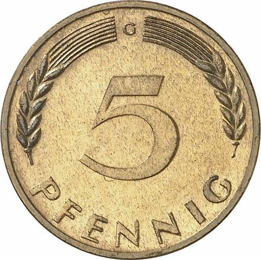 Obverse 5 Pfennig 1969 G - Coin Value - Germany, FRG