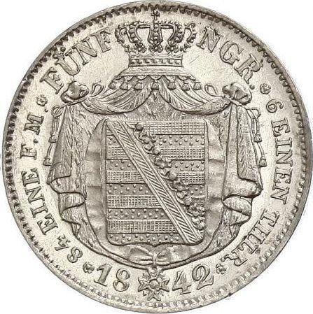 Reverse 1/6 Thaler 1842 G - Silver Coin Value - Saxony-Albertine, Frederick Augustus II
