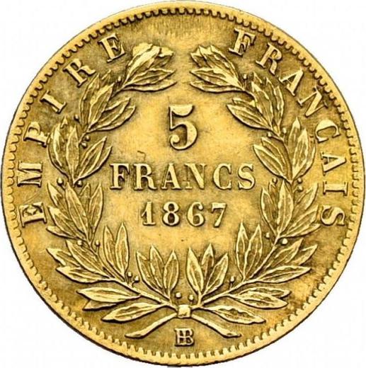 Reverse 5 Francs 1867 BB "Type 1862-1869" - Gold Coin Value - France, Napoleon III