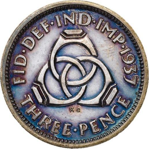 Revers Probe 3 Pence 1937 HP - Silbermünze Wert - Großbritannien, Eduard VIII