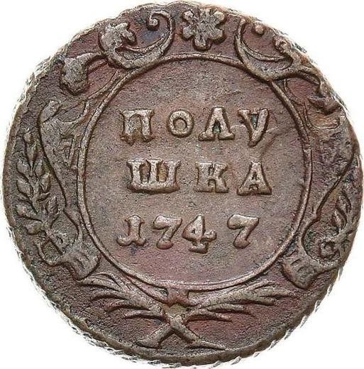 Reverso Polushka (1/4 kopek) 1747 - valor de la moneda - Rusia, Isabel I