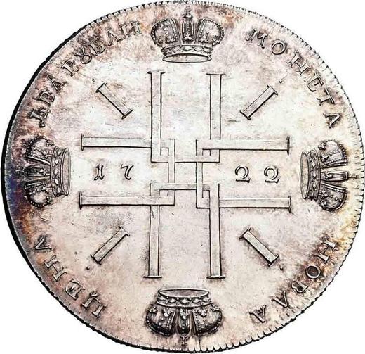 Reverso Pruebas 2 rublos 1722 Reacuñación - valor de la moneda de plata - Rusia, Pedro I