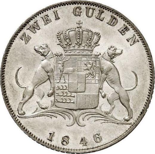 Revers Doppelgulden 1846 D - Silbermünze Wert - Hohenzollern-Sigmaringen, Karl