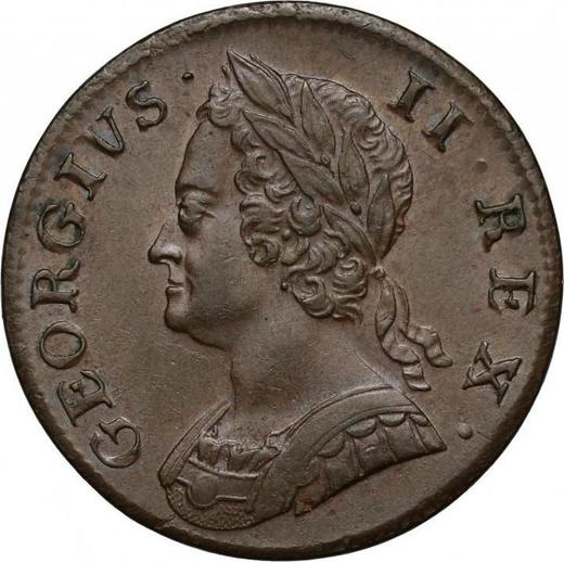 Аверс монеты - 1/2 пенни 1751 года "Портрет в старости" - цена  монеты - Великобритания, Георг II