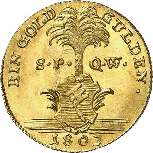 Реверс монеты - Гульден 1803 года - цена золотой монеты - Вюрцбург, Максимилиан I
