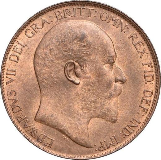 Awers monety - 1 pens 1907 "Typ 1902-1910" - cena  monety - Wielka Brytania, Edward VII