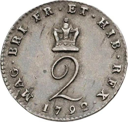 Reverso 2 peniques 1792 - valor de la moneda de plata - Gran Bretaña, Jorge III