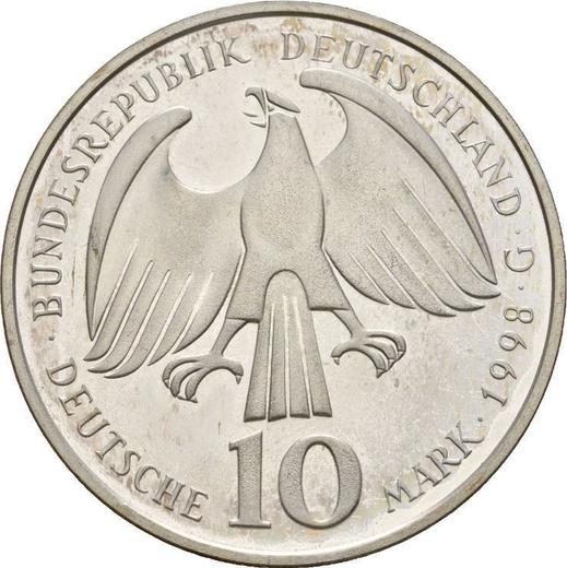 Reverse 10 Mark 1998 G "Peace of Westphalia" - Silver Coin Value - Germany, FRG