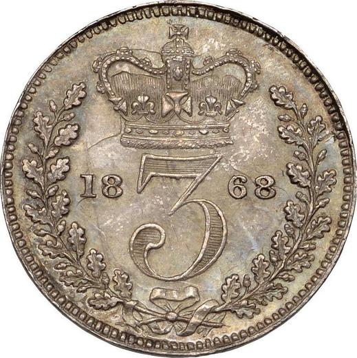Reverso 3 peniques 1868 - valor de la moneda de plata - Gran Bretaña, Victoria