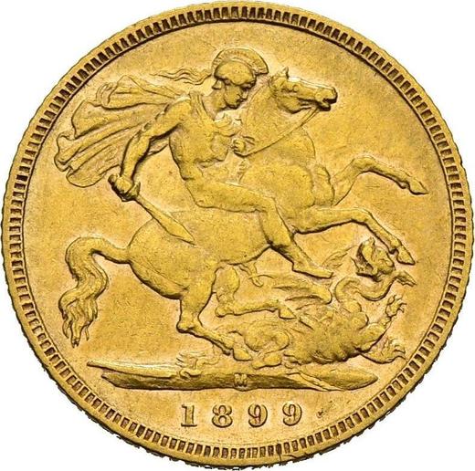 Reverso 1/2 soberano 1899 M "Cabeza velada" - valor de la moneda de oro - Australia, Victoria