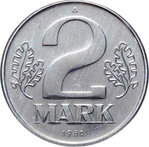 Avers 2 Mark 1980 A - Münze Wert - Deutschland, DDR