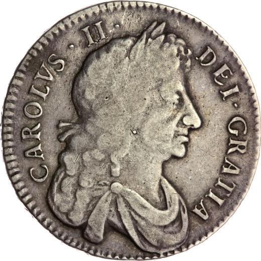 Anverso Media corona 1680 "Cuarto busto laureado" - valor de la moneda de plata - Gran Bretaña, Carlos II