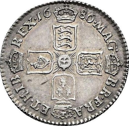 Reverse Sixpence 1686 - Silver Coin Value - United Kingdom, James II