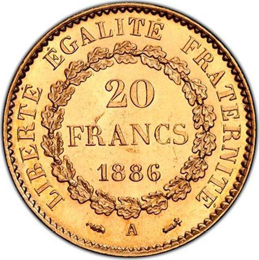 Reverse 20 Francs 1886 A "Type 1871-1898" - Gold Coin Value - France, Third Republic
