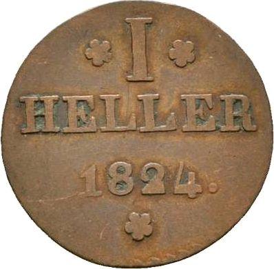 Reverse 1 Heller 1824 F G.B. -  Coin Value - Frankfurt am Main, Free City