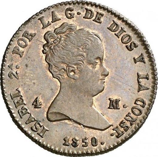 Obverse 4 Maravedís 1850 -  Coin Value - Spain, Isabella II
