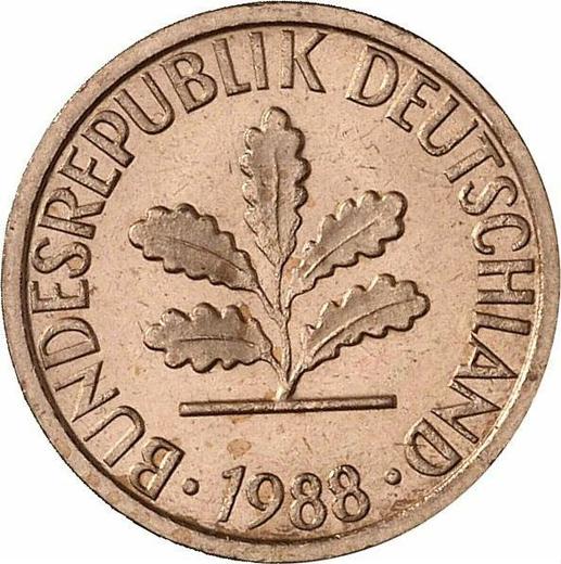 Reverse 1 Pfennig 1988 J -  Coin Value - Germany, FRG