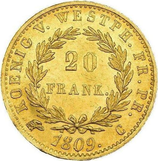 Реверс монеты - 20 франков 1809 года C - цена золотой монеты - Вестфалия, Жером Наполеон