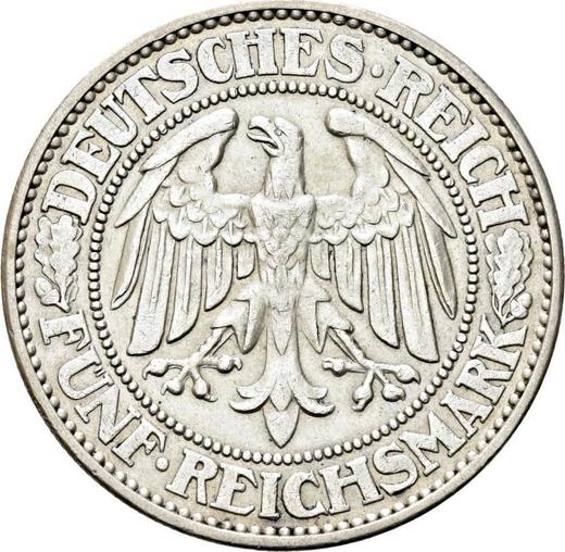 Obverse 5 Reichsmark 1932 J "Oak Tree" - Silver Coin Value - Germany, Weimar Republic