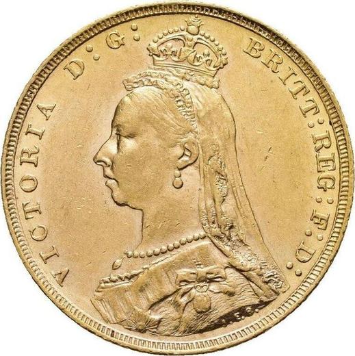 Obverse Sovereign 1889 JEB "Jubilee Head" - Gold Coin Value - United Kingdom, Victoria