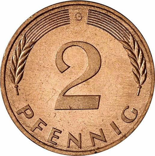 Obverse 2 Pfennig 1987 G -  Coin Value - Germany, FRG