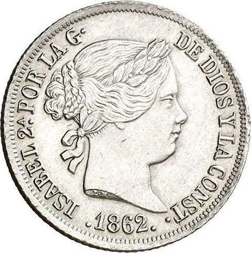 Obverse 2 Reales 1862 6-pointed star - Silver Coin Value - Spain, Isabella II