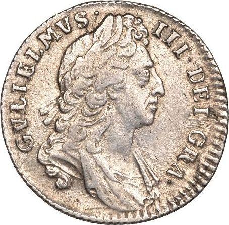 Аверс монеты - 1 шиллинг 1697 года "Первый тип" - цена серебряной монеты - Великобритания, Вильгельм III