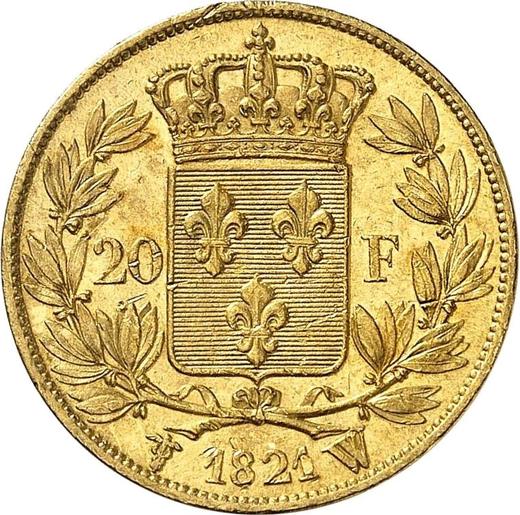 Revers 20 Franken 1821 W "Typ 1816-1824" - Goldmünze Wert - Frankreich, Ludwig XVIII