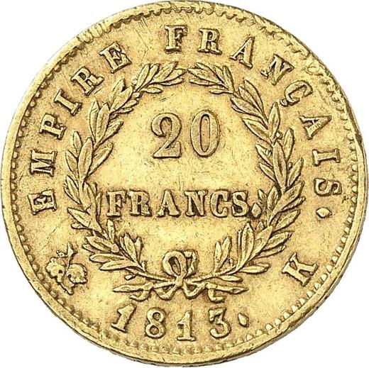 Reverse 20 Francs 1813 K "Type 1809-1815" - Gold Coin Value - France, Napoleon I