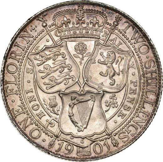 Revers 2 Schilling (Florin) 1901 TB - Silbermünze Wert - Großbritannien, Victoria