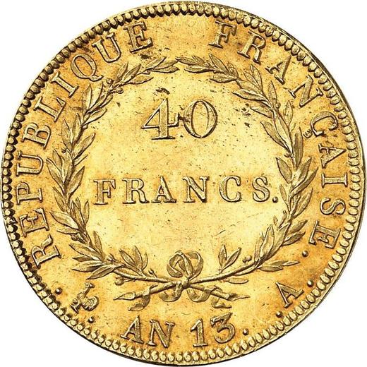 Reverse 40 Francs AN 13 (1804-1805) A - Gold Coin Value - France, Napoleon I