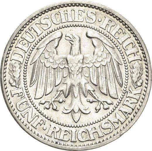 Obverse 5 Reichsmark 1931 J "Oak Tree" - Silver Coin Value - Germany, Weimar Republic