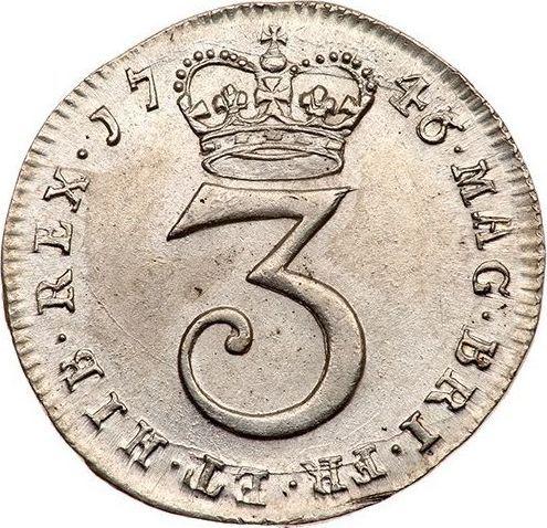 Reverso 3 peniques 1746 - valor de la moneda de plata - Gran Bretaña, Jorge II