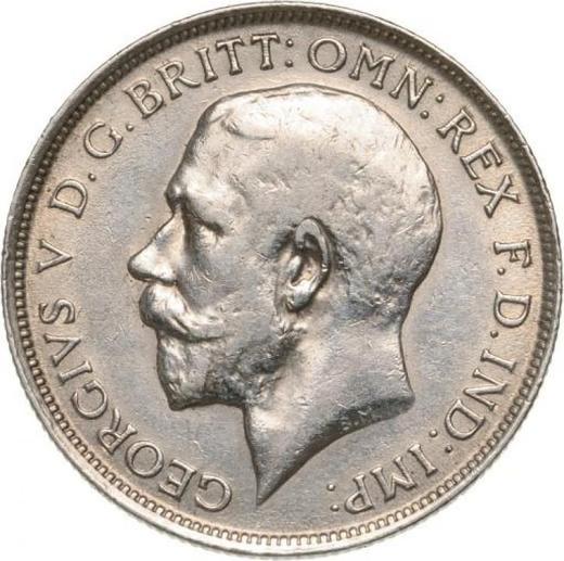 Аверс монеты - Флорин (2 шиллинга) 1919 года - цена серебряной монеты - Великобритания, Георг V