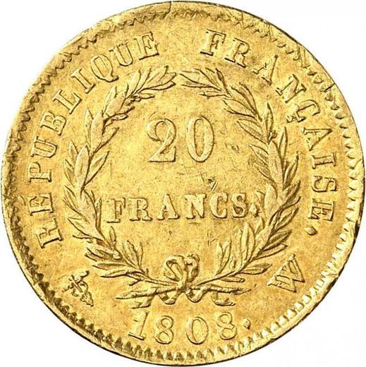 Reverse 20 Francs 1808 W "Type 1807-1808" - Gold Coin Value - France, Napoleon I