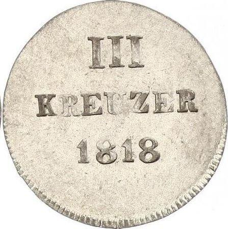 Reverso 3 kreuzers 1818 - valor de la moneda de plata - Nassau, Guillermo